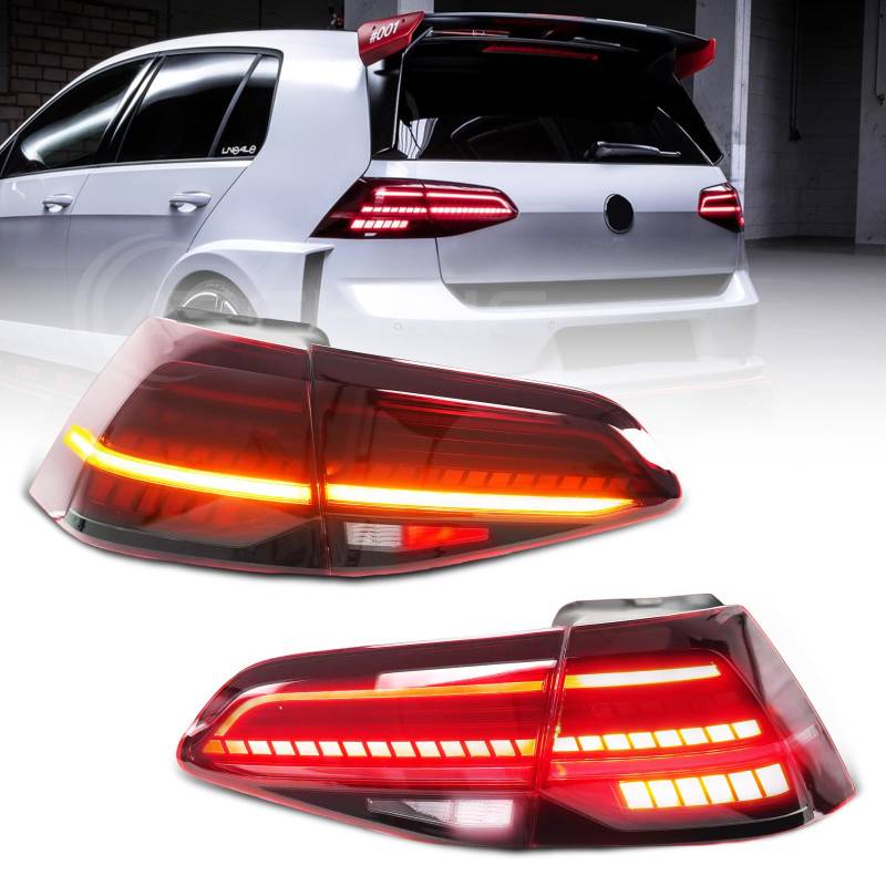 Archaic Rückleuchten kompatibel mit VW Golf 7 MK7 MK7.5 2013-2020, mit Animation DRL,mit E-Prüfzeichen, Paar von Archaic