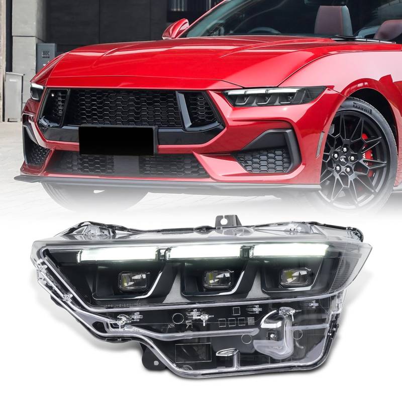 Archaic Scheinwerfer baugruppe kompatibel mit Ford Mustang 2024–2025, Schwarz, Scheinwerfer Fahrerseite von Archaic