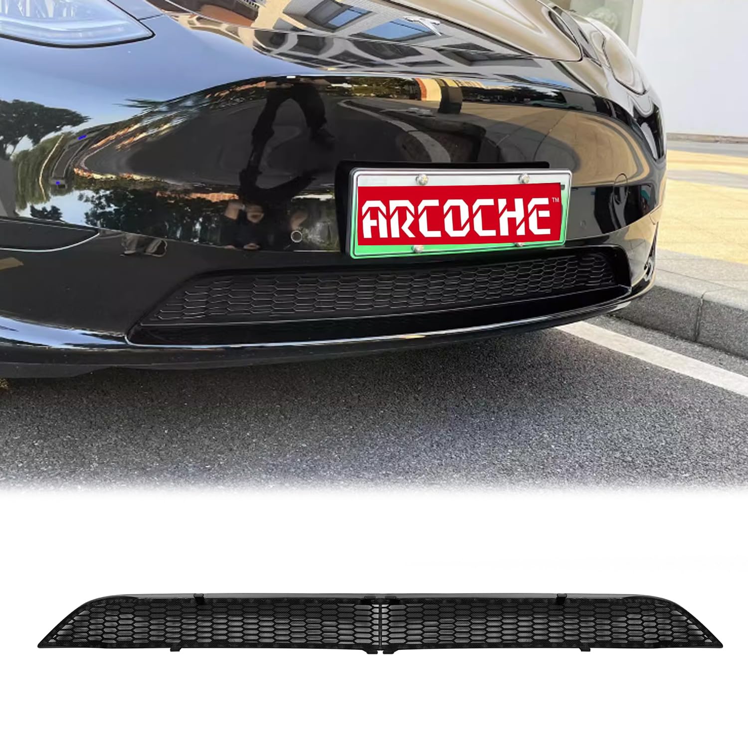 Arcoche Frontgrill-Netzgittereinsätze für Tesla Model Y 2020–2024, Lufteinlassgitterschutz, Stoßstangengitter-Gitterabdeckung von Tesla Model Y-Zubehör von Arcoche