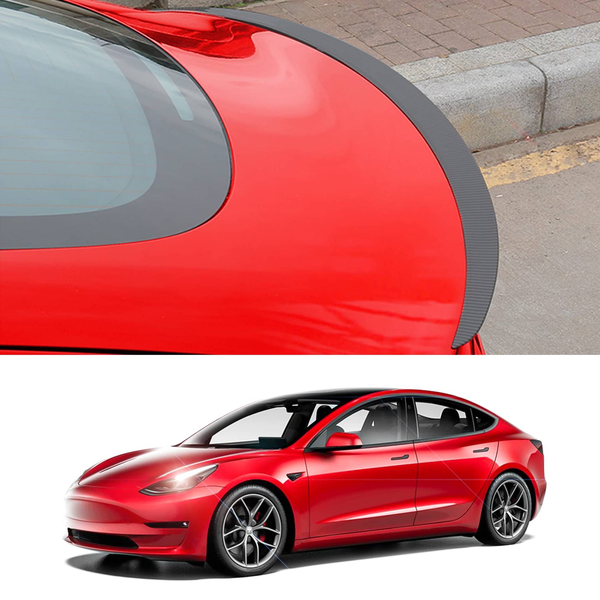 Arcoche Tesla Model 3 Spoiler Wing Performance Heck Kofferraum Lip Tail Deckel für Tesla 2016-2023 ABS Modell 3 2016-2023 Zubehör (Matte Kohlefaser) von Arcoche