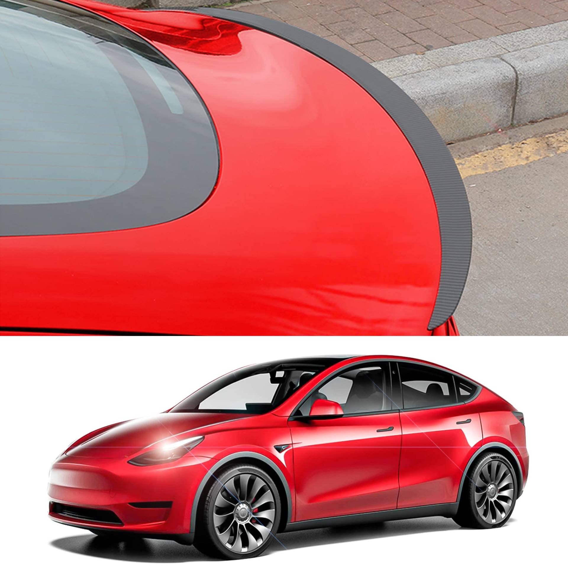 Arcoche Tesla Model Y Real Carbon Fiber Spoiler Wing Performance Hinterer Trunk Lip Tail Deckel für Tesla Modell Y 2020-2023 Zubehör (Matte Kohlefaser) von Arcoche
