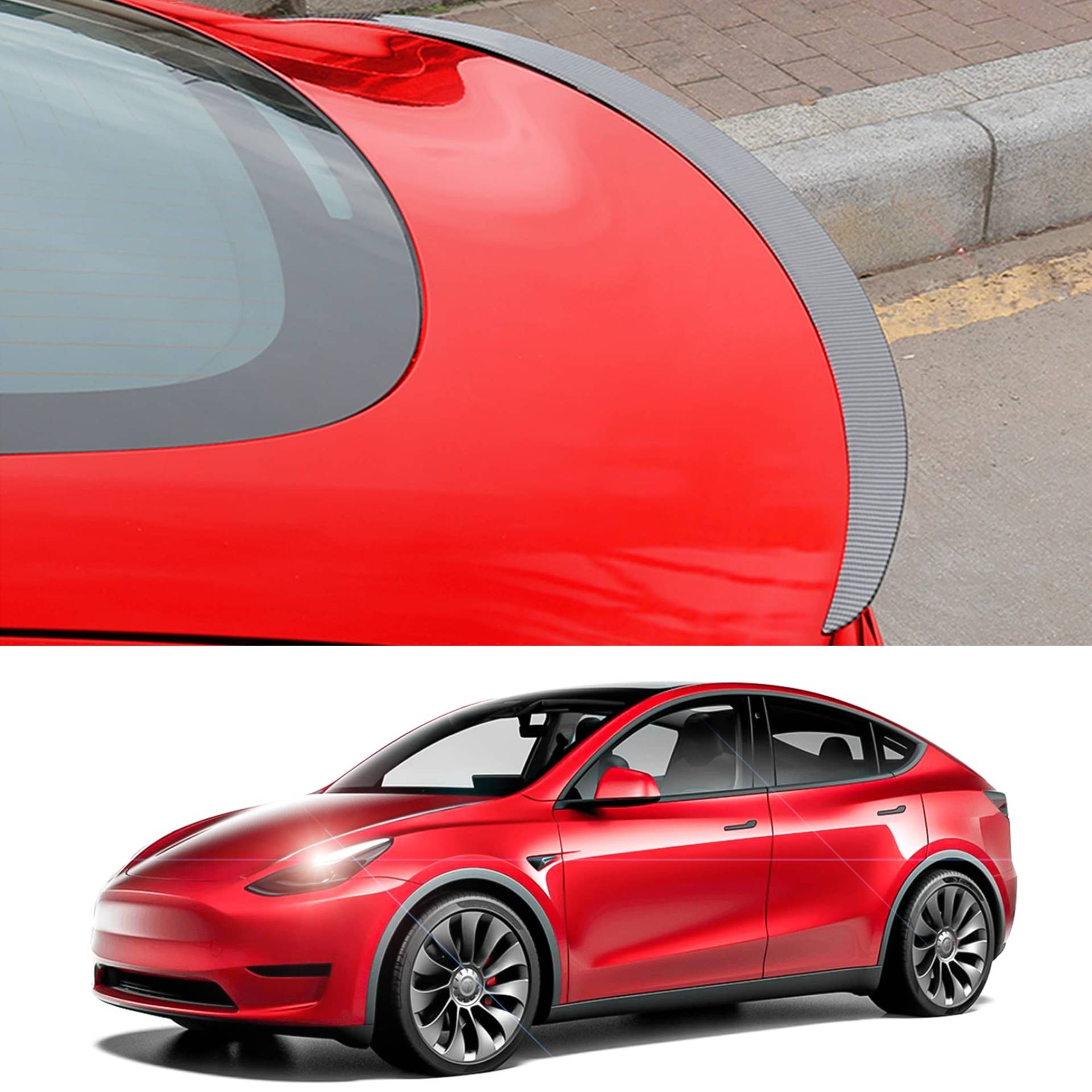 Arcoche Tesla Model Y Spoiler Wing Performance Hinterer Kofferraum Heckspoiler Lippenschwanzdeckel für Tesla 2020-2023 ABS Modell Y Zubehör (glänzende Kohlefaser) von Arcoche