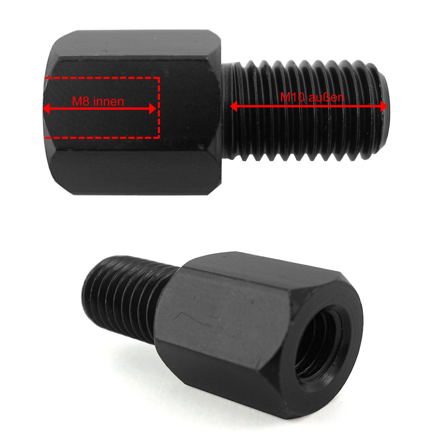Area Longboard 2x Motorroller Motorrad Spiegel Adapter von M8 auf M10 Rechtsgewinde, Lenkerhalterung, Front, Kunststoff, VEHICLE_MIRROR Area Longboard 2x Motorroller Motorrad Spiegel Adapter von M8 auf M10 Rechtsgewinde, Lenkerhalterung, Front, Kunststoff, VEHICLE_MIRROR von Area Longboard