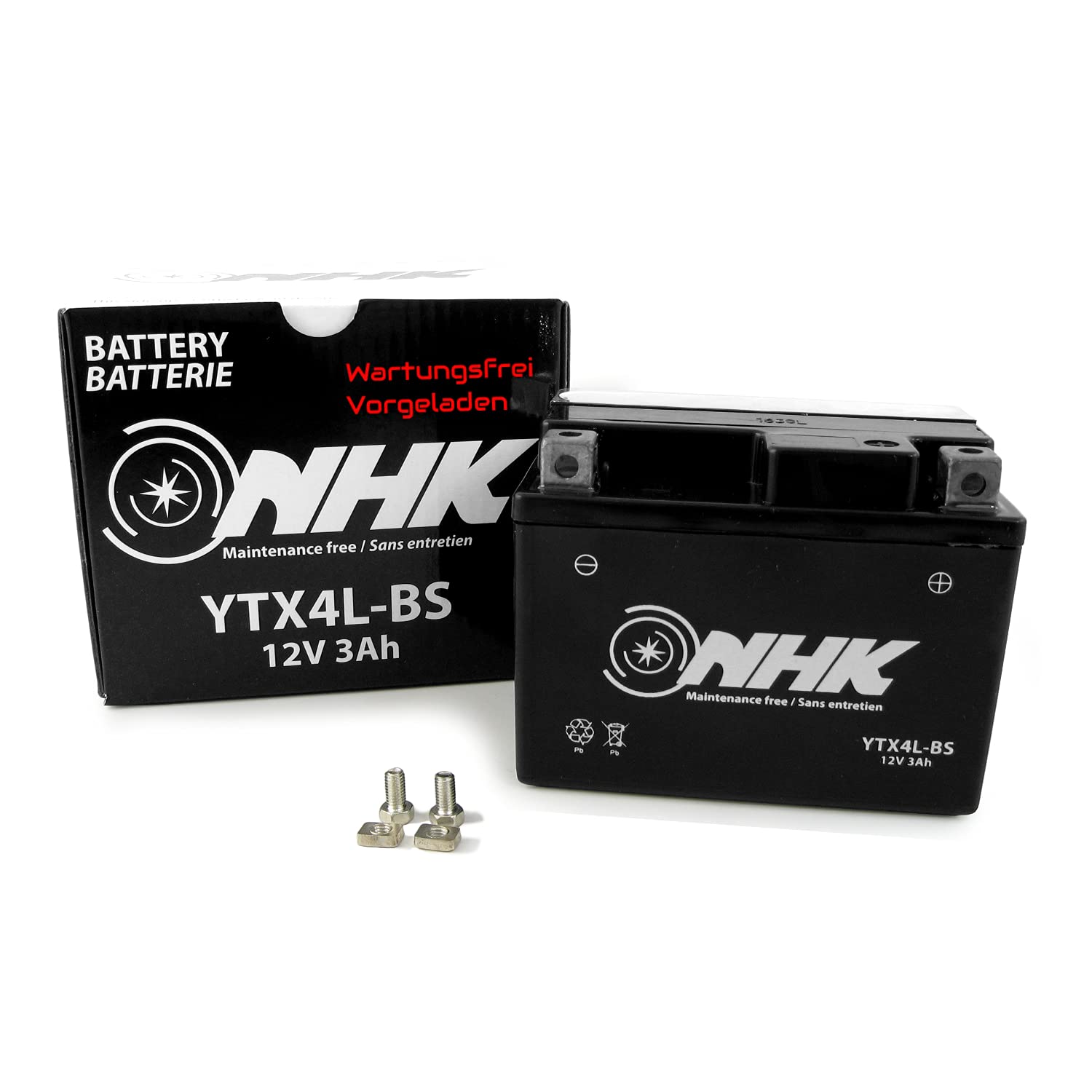 Wartungsfreie Batterie 3Ah kompatibel mit Piaggio Sfera NSL 50 TT AC 91-94 NSL1T (YTX4L-BS) von Area Longboard