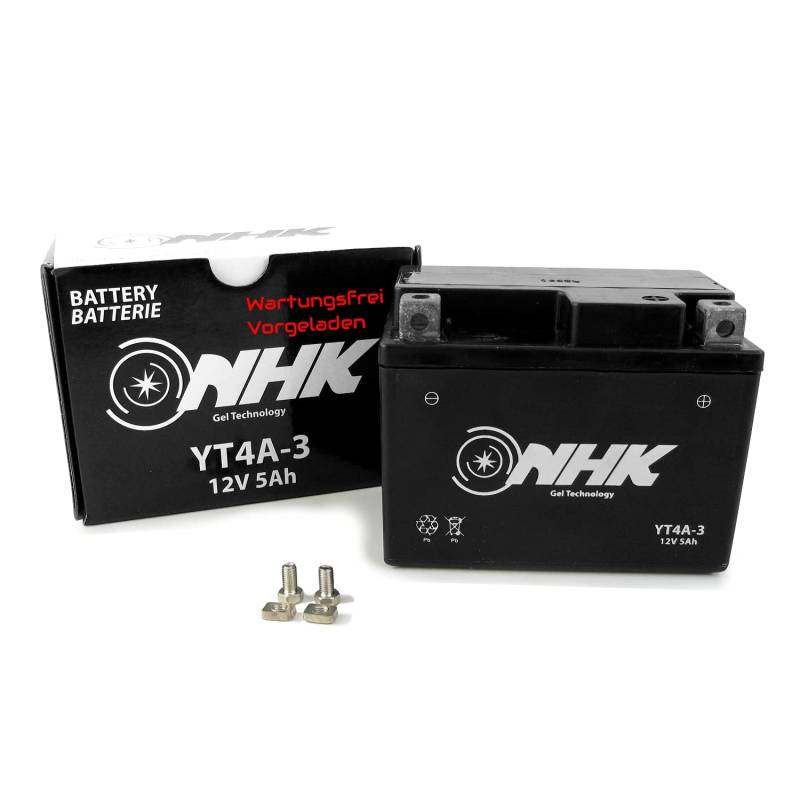 Wartungsfreie Gel Batterie 5Ah kompatibel mit Piaggio Sfera NSL 50 TT AC 91-94 NSL1T, Sfera 50 TT AC 91-94 NSL1T, Zip SSL 25 TT AC 92-96 SSL1T (YT4A-3) von Area Longboard