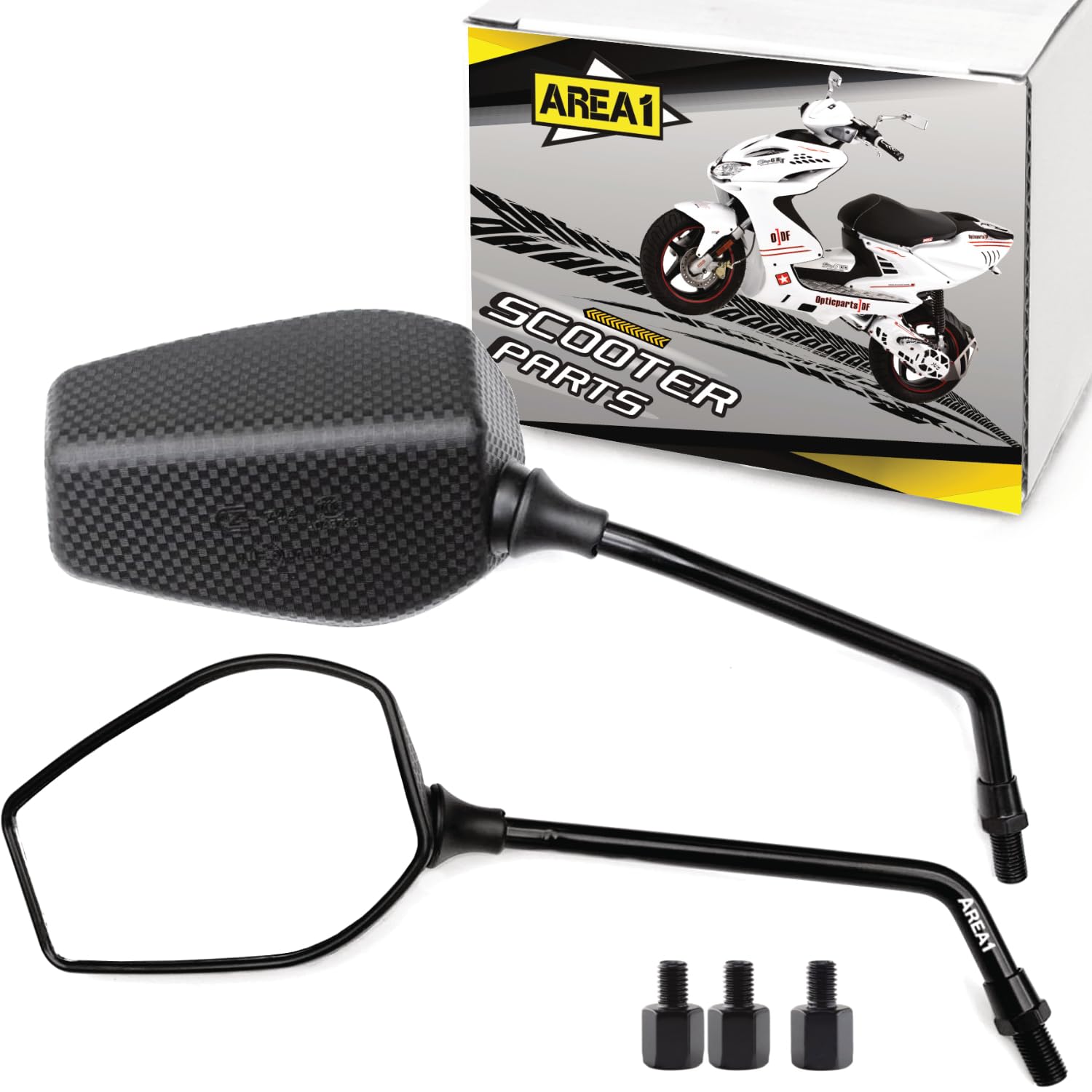 2x Spiegel Set kompatibel mit Honda SH 100, 125, SH 150, SH 300I, Scoopy, Sport, Top Box (V44) von Area1