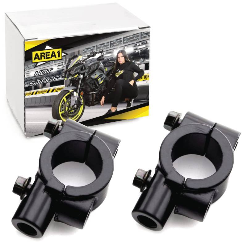 Area1 Motorrad Rückspiegel Halterung 2x M10 Rechtsgewinde 7/8 Zoll Spiegelaufnahme. Kompatibel mit Honda Kawasaki KTM KSR Moto Suzuki Triumph Aprilia Husqvarna Beta Mondial Brixton Cagiva Benelli von Area1