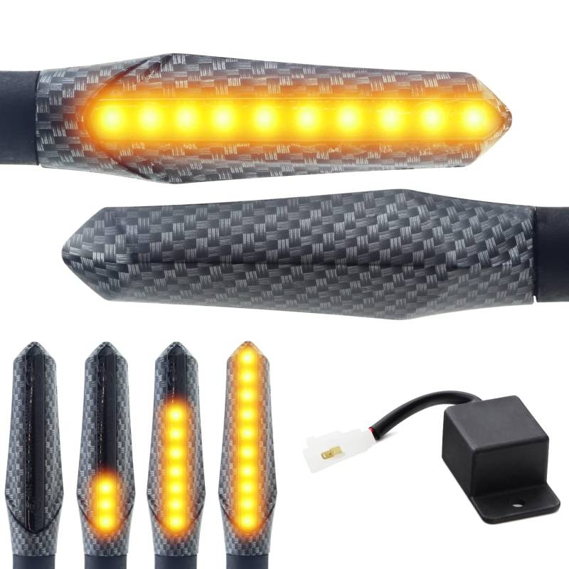 Area1 Motorrad LED Blinker e-geprüft carbon Lauflicht Effekt M8 Set (2Stück) + 2Pin LED Blinker Relais. kompatibel mit Mondial von Area1
