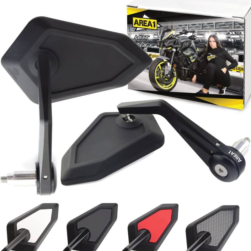 Area1 Motorrad Spiegel Lenkerendenspiegel CNC kompatibel mit Honda CB 650 F, CB 650 R Neo Sports Cafe (V54 / Schwarz) von Area1