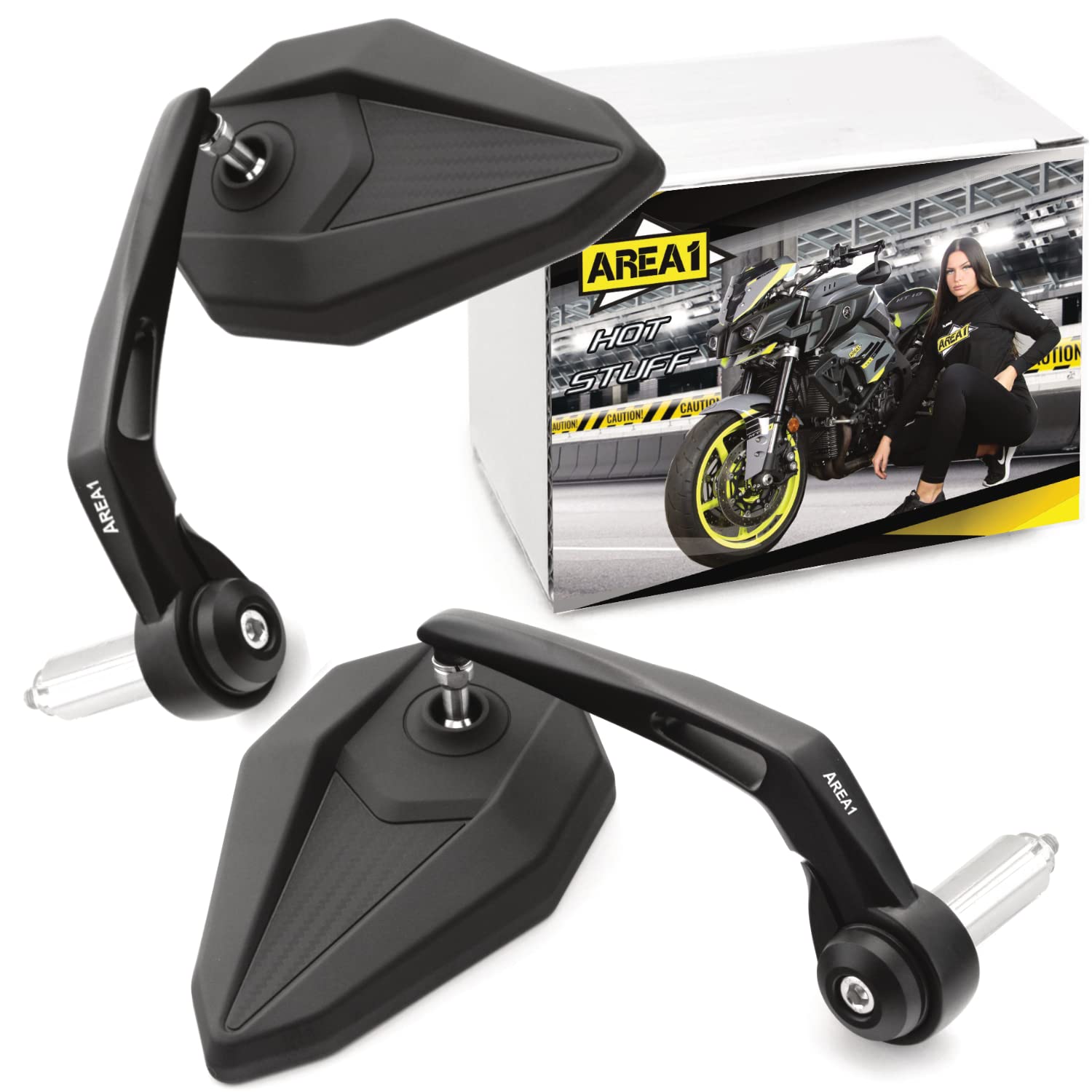 Area1 Motorrad Spiegel Lenkerendenspiegel CNC kompatibel mit Moto Guzzi V7 2, Special Stone Racer Classic Cafe (V55) von Area1