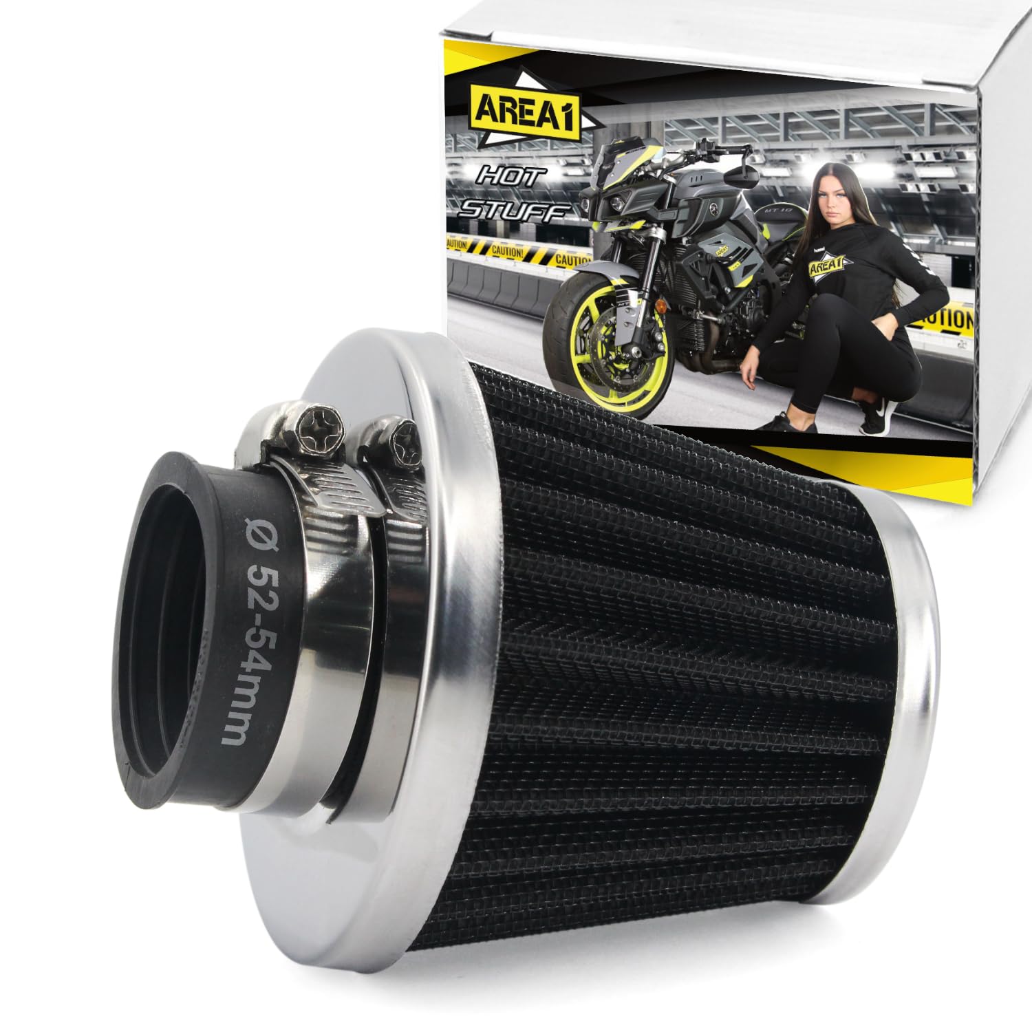 Area1 Universal Tuning Sport Luftfilter Filter, Anschluss 51 52 53 54 mm, Doppelschicht Stahl, Motorrad-Luftfilter ATV Quad Roller Area1 Universal Tuning Sport Luftfilter Filter, Anschluss 51 52 53 54 mm, Doppelschicht Stahl, Motorrad-Luftfilter ATV Quad Roller von Area1