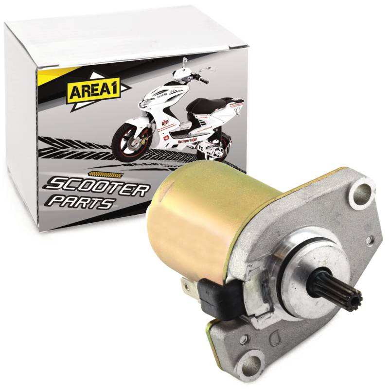 Area1 Ersatz Anlasser Starter Motor 50ccm Minarelli. Kompatibel mit Yamaha Aerox Neos Jog, MBK, Beta, Benelli, Aprilia, Malaguti F10 F12 F15, PGO, Tec Runner, RS Ultima, GT Union, Motowell, Adly von Area1