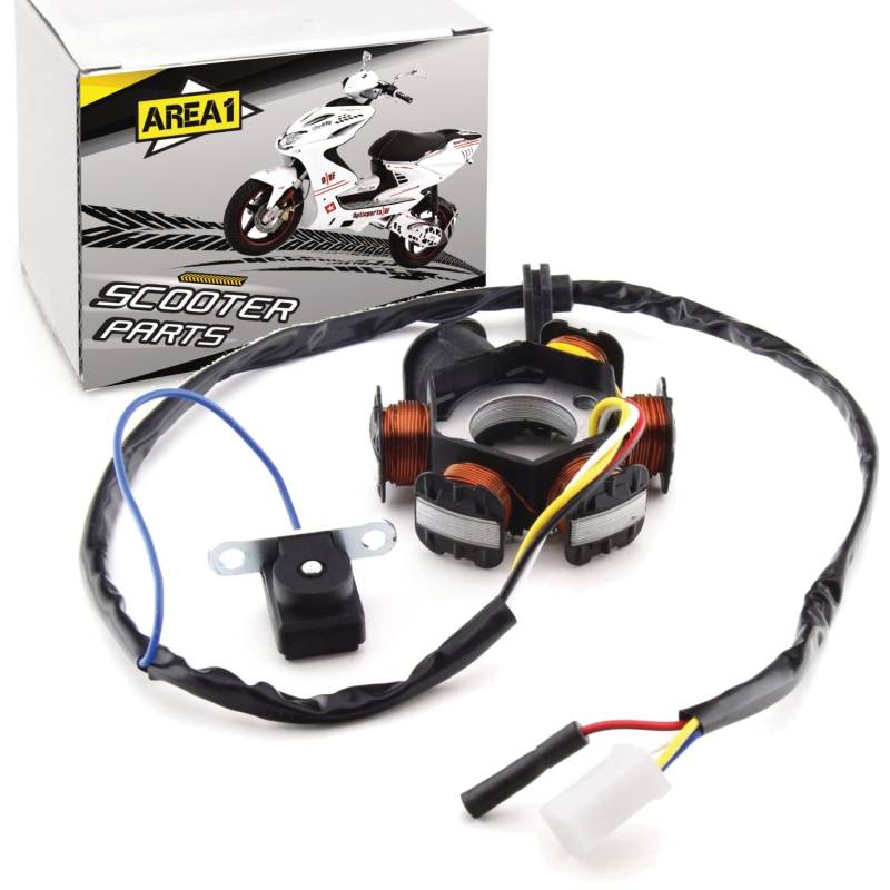 Area1 Ersatz Lichtmaschine Stator für 50ccm. Kompatibel mit Speedfight 1, Speedfight 2 Elyseo Elystar Vivacity Trekker Gipsy Buxy Squab TKR SV Splinter Sachs Honda X8RS SXR SFX Shaddow Bali Sky von Area1