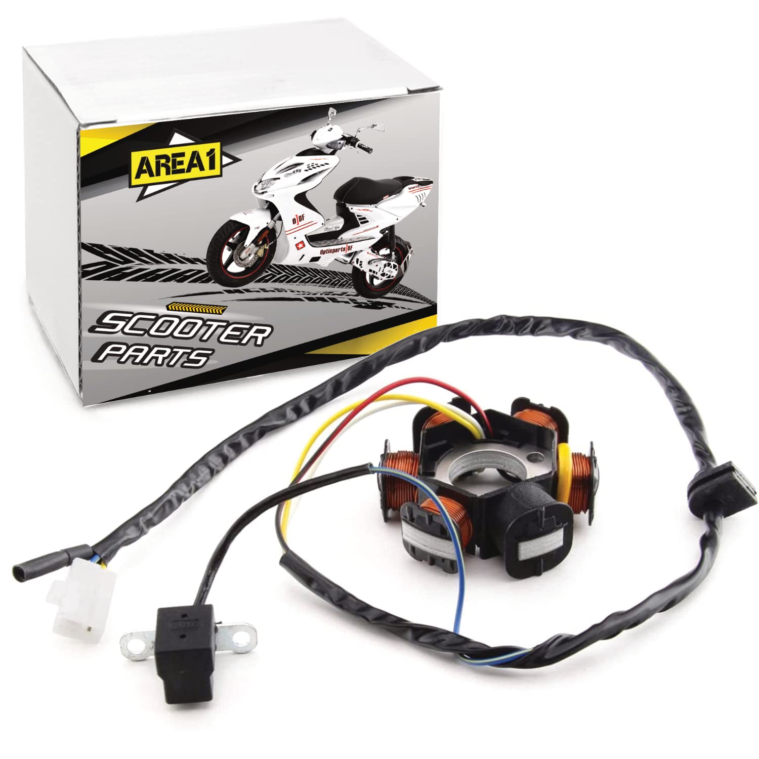 Area1 Ersatz Lichtmaschine Stator für 50ccm. Kompatibel mit Speedfight 3 Speedfight 4 Jetforce Citysta, Django Elystar Ludix Kisbee Looxor New Vivacity TKR Streetzone von Area1