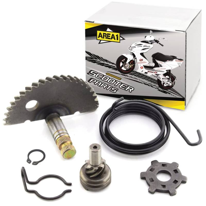 Kickstarter Ritzel, Mitnehmer, Feder Reparatur Revisions Set kompatibel mit Motoren 12,5mm (50ccm) // Speedfight 1 + 2 von Area1