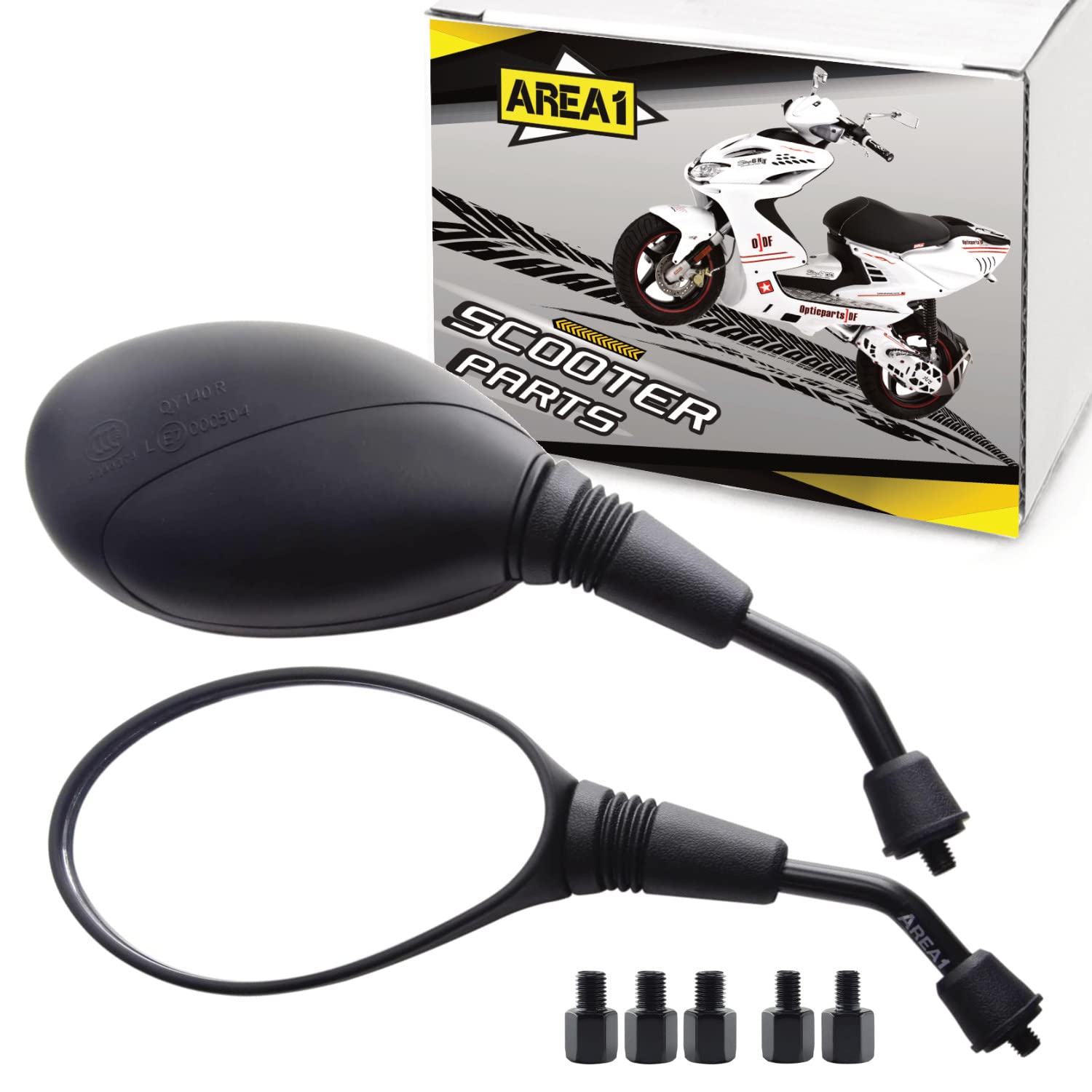 Rückspiegel Spiegel Set E-geprüft kompatibel mit Generic Supermoto Racing, Classic Moped, Cracker (V50) von Area1