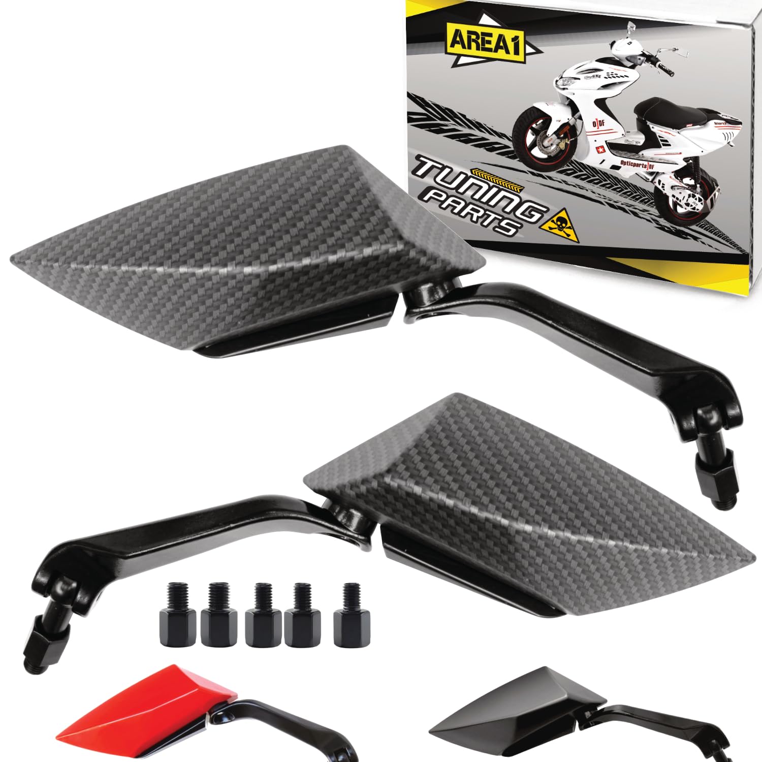 Rückspiegel Spiegel Set kompatibel mit ATU/Explorer Race GT50, GT125, Race2, Commodo(V30) von Area1