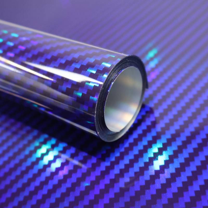 Arespark 2D Holographische Carbon Folie Selbstklebend, Regenbogen Laser Glanz Car Wrapping (Blau, 150 X 30 cm) von Arespark