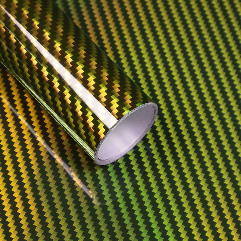 Arespark 2D Holographische Carbon Folie Selbstklebend, Regenbogen Laser Glanz Car Wrapping (Gold, 150 X 30 cm) von Arespark