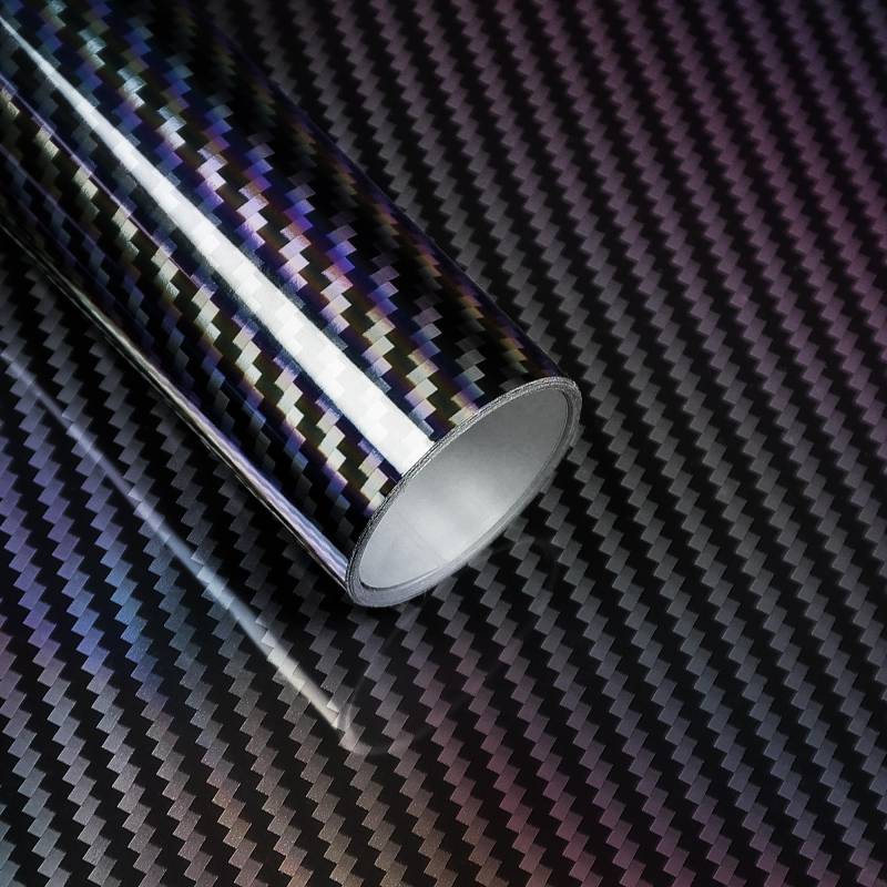Arespark 2D Holographische Carbon Folie Selbstklebend, Regenbogen Laser Glanz Car Wrapping (Schwarz, 150 X 30 cm) von Arespark