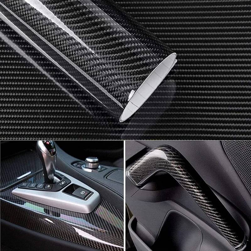 Arespark 6D Carbon Folie,Schwarz Autofolie 150 X 30cm,Selbstklebend Autofolie aus Vinyl, Auto Schutz Carbon Folie, Carbon Fiber von Arespark