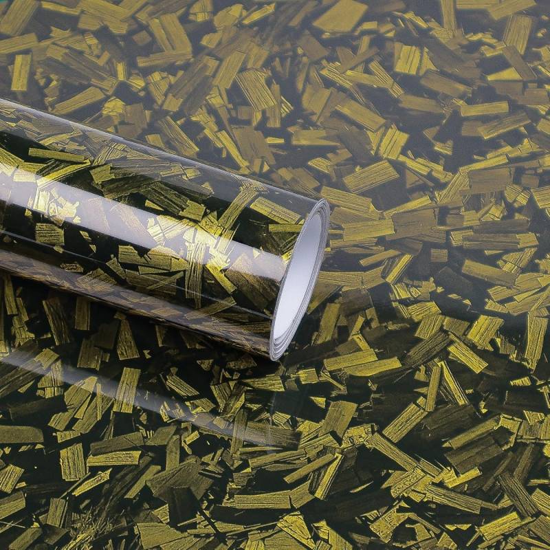 Forged Carbon Folie, Gold Autofolie,150 X 30cm, Selbstklebend Auto Folie aus Vinyl, Arespark Auto Schutz Carbon Folie von Arespark