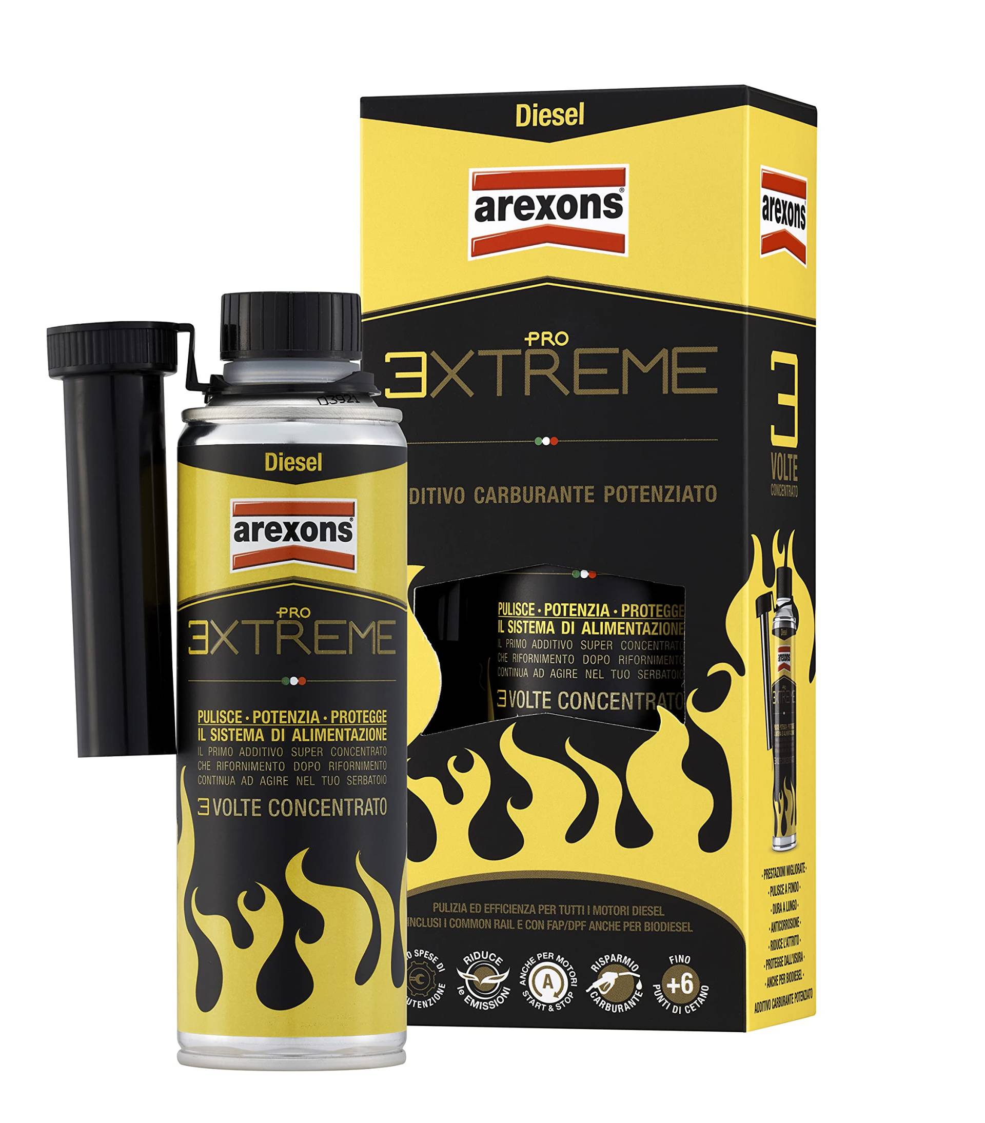 Arexons Zusatzstoff Diesel Pro 3XTREME reinigt, schützt und erhöht die Leistung von Arexons