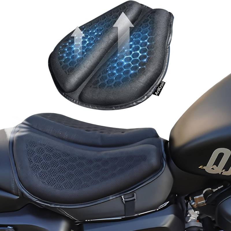 AriKroii Motorrad Sitzkissen 3D Gel Wabenstruktur Druckentlastung Atmungsaktiv Faltbares Mit Innovativer Gel Sitzkissen Motorrad Stoßdämpfung Sitzschutz Bequem für Lange von AriKroii