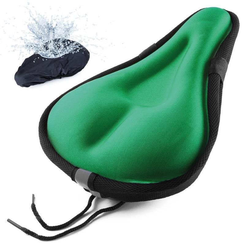 Arikaree Fahrradsattelbezug, Gel, hohe Dichte, 90 g, gepolstert, weich, professionell, Universal-Pedal-Sattel, Heimtrainer, Fahrrad, Radfahren, Herren und Damen (Grün) von Arikaree