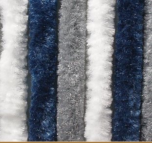 Chenille Flauschvorhang 100 x 205 cm dunkelblau/weiß/grau von Arisol