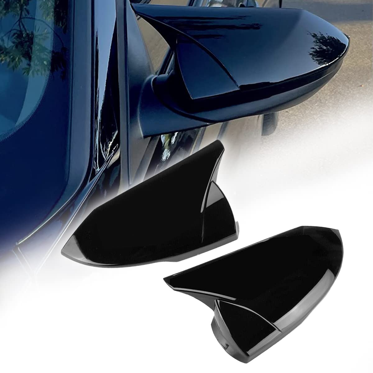 Arkdeffon 2 Stück Rückspiegel Abdeckung Tür Seitenspiegel Abdeckung Kappe für Hyundai Elantra 2021 2022 2023 (glänzendes Schwarz) von Arkdeffon