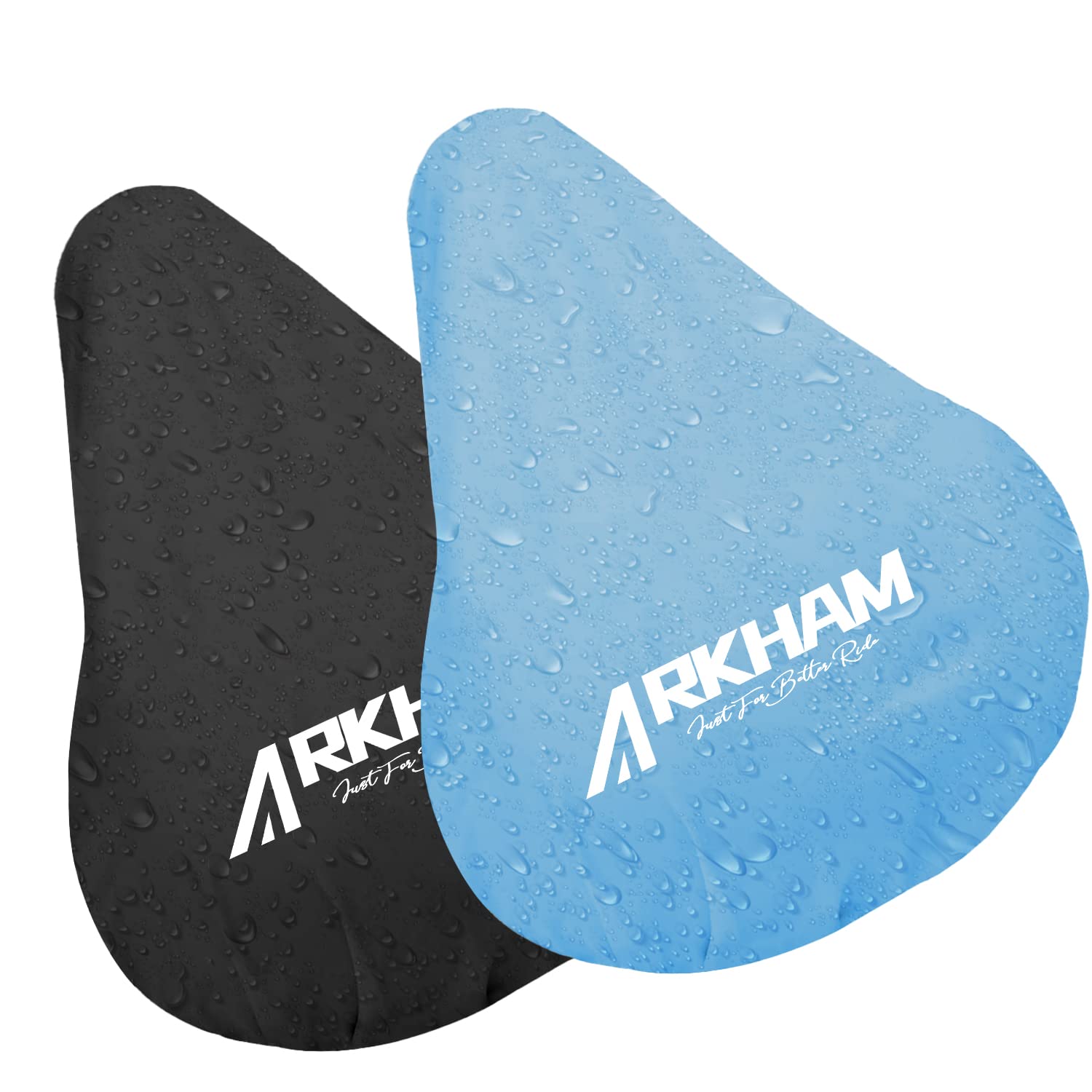 Arkham 2 Stück Sattelbezug Wasserdicht Fahrrad, Fahrradsattelbezug überzug für Rennradsättel Mountainbike, Sattelbezüge Regenschutz (Schwarz & Hellblau) von Arkham