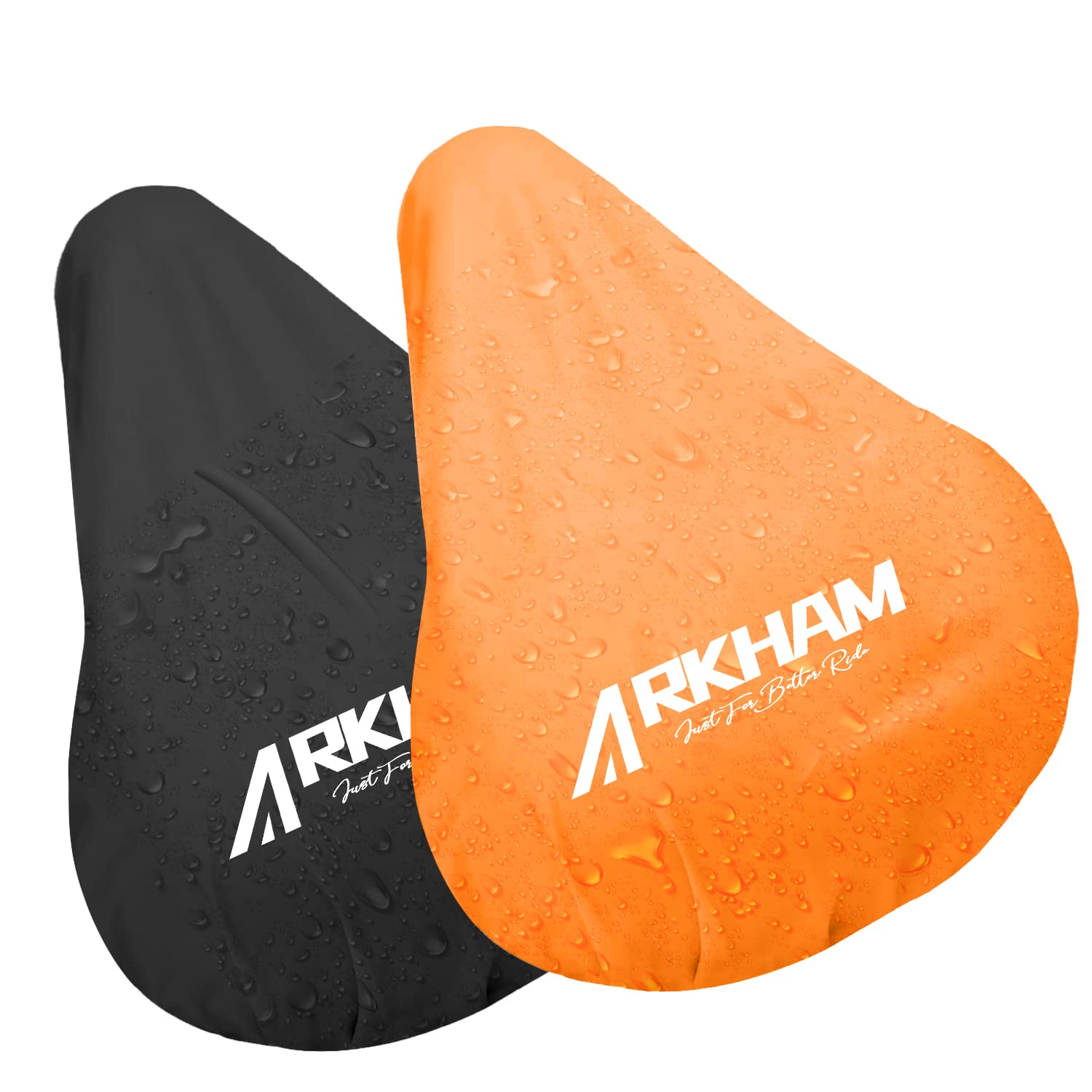 Arkham 2 Stück Sattelbezug Wasserdicht Fahrrad, Fahrradsattelbezug überzug für Rennradsättel Mountainbike, Sattelbezüge Regenschutz (Schwarz & Orange) von Arkham