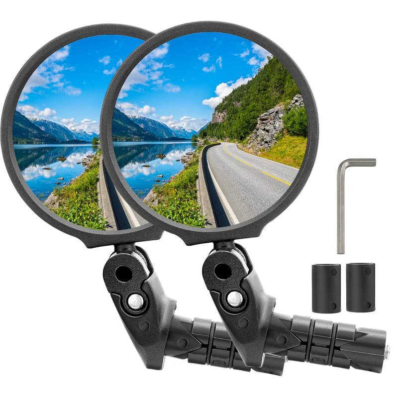 Arkham Fahrradspiegel, 360° verstellbar, universell für 14–23 mm Lenker, Lenkerende, Mountainbike, Rennrad, runde Upgrades, 1 Paar von Arkham