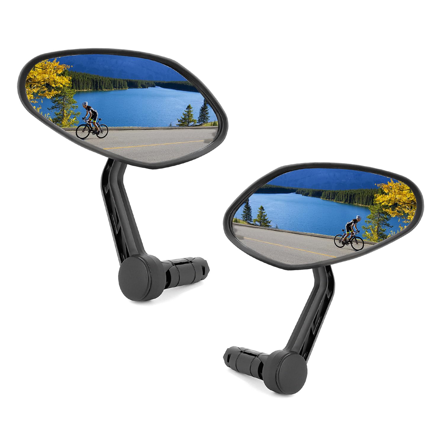 Arkham Fahrradspiegel 2 Stück, HD Auto-Grad Glas Fahrradspiegel für Lenker Oval Rückspiegel Multi-Winkel verstellbar, Stangenende Universal Fahrradrückspiegel für E-Bike von Arkham