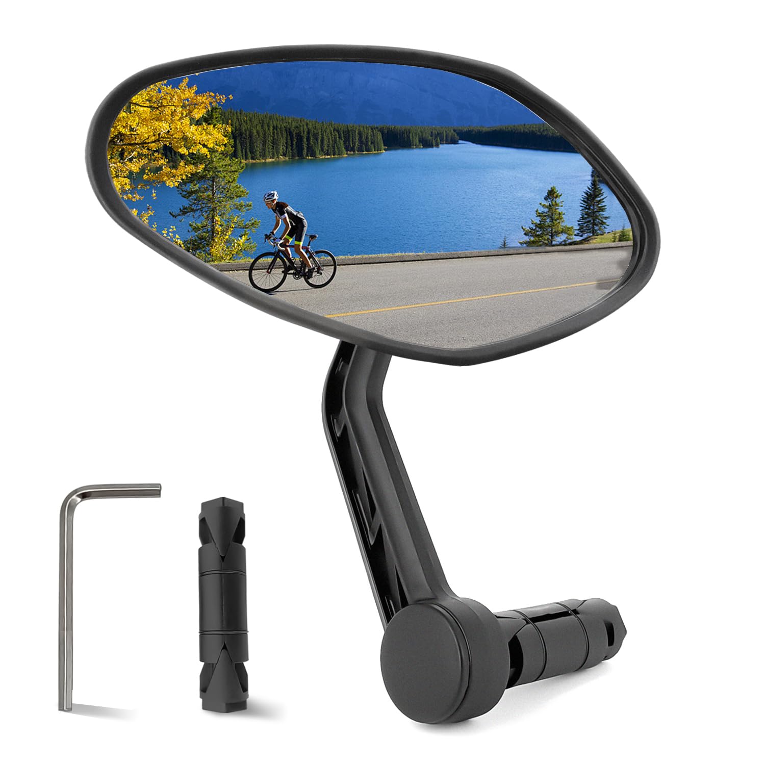 Arkham Fahrradspiegel für Lenker, HD Auto-Grad Glas Lenkerende Fahrradspiegel für Lenker Oval Rückspiegel Multi-Winkel verstellbar, Universal für E-Bike (1 Stück) von Arkham