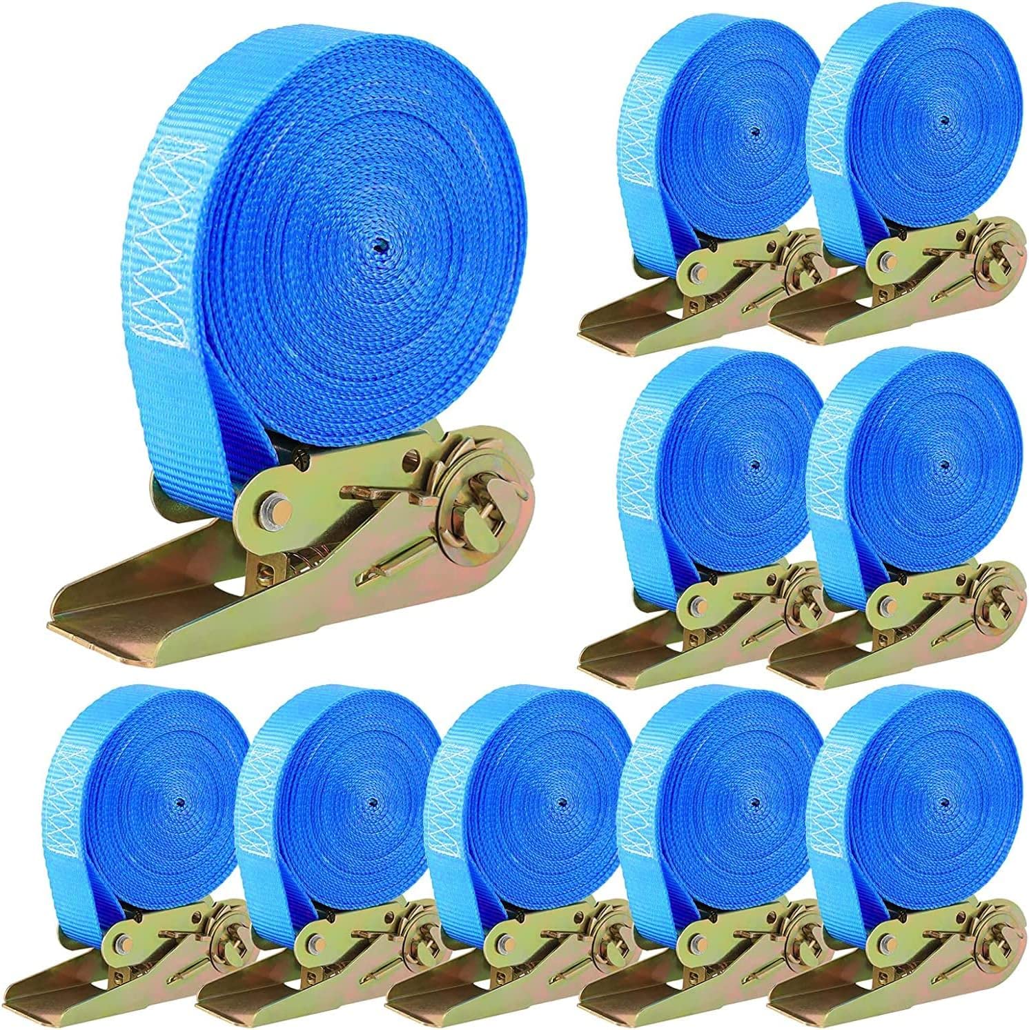 10 Stück 800kg 6m x 25mm Spanngurte mit Ratsche Ratschengurt Zurrgurte für Ladungssicherung (blau) von Arlopu