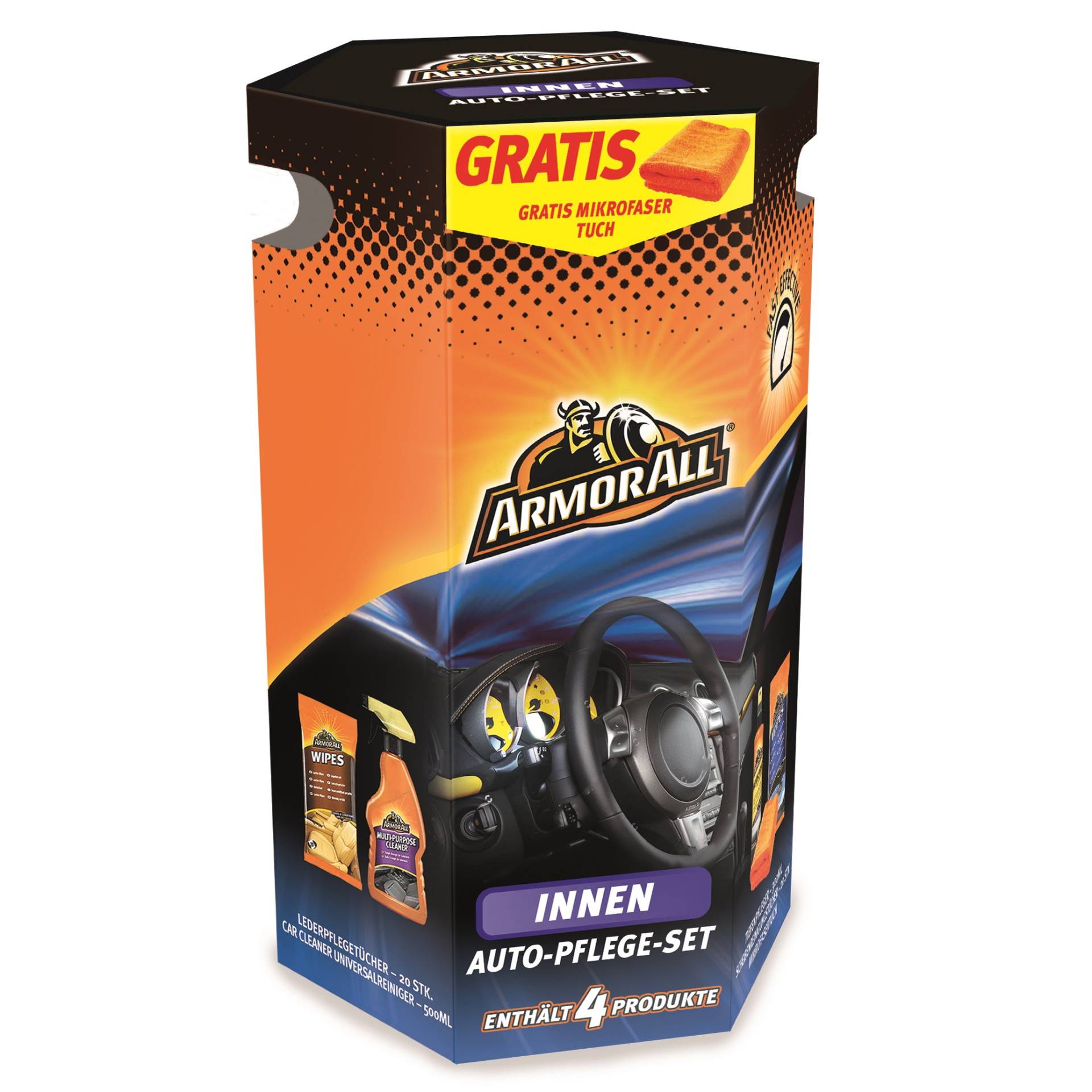 ARMOR ALL 61900271033 GAA99409GE Autopflege-Set innen, 4-teilig + Gratis Mikrofasertuch von Armor All