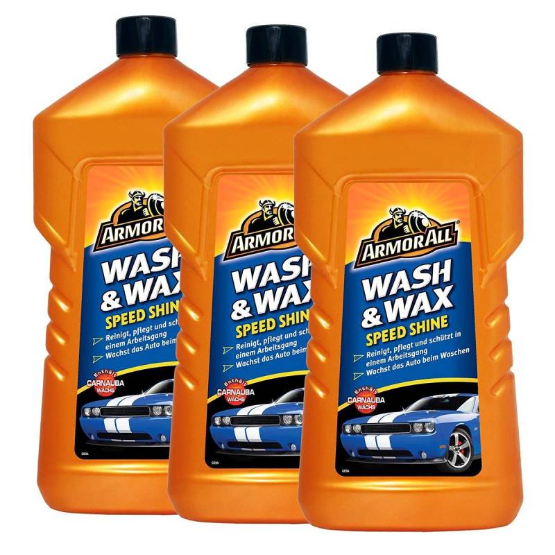 Armor All 3X 24001L WASH and Wax Speed Shine WASCHEN UND WACHS 1 Liter von Armor All