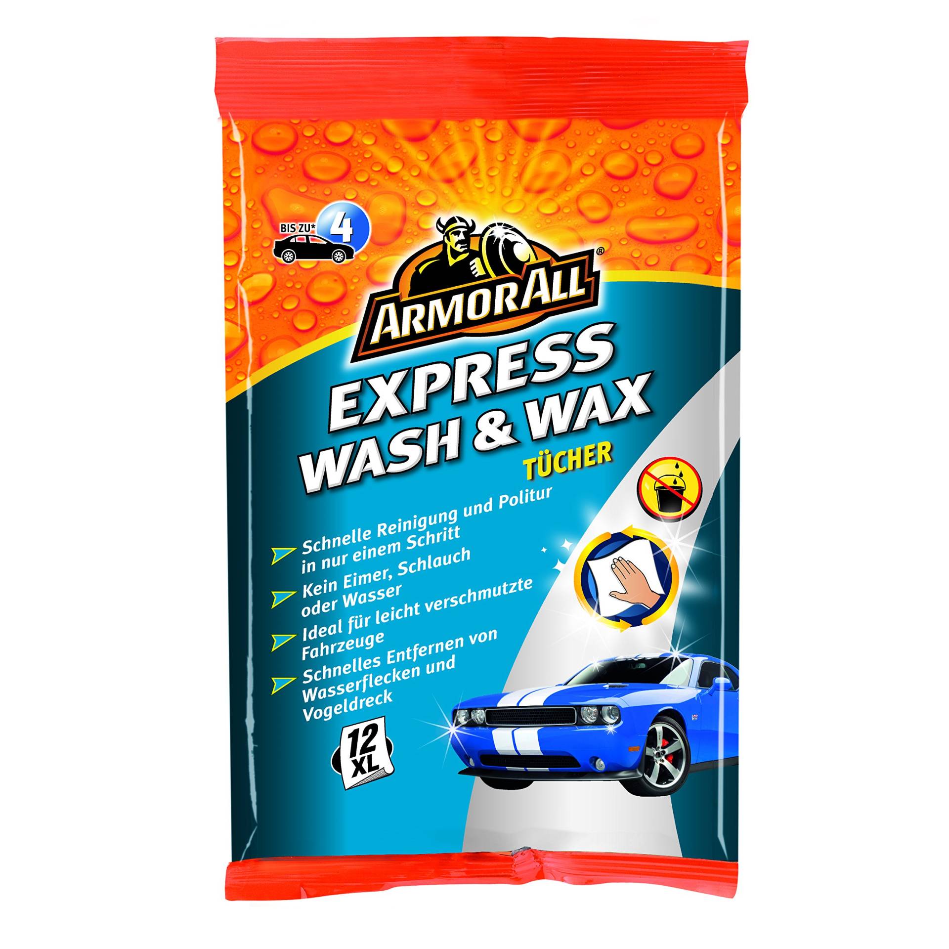 ARMOR ALL GAA24012GE Express Wash & Wax Tücher mit Safe Lift Technologie 12 Stk von Armor All