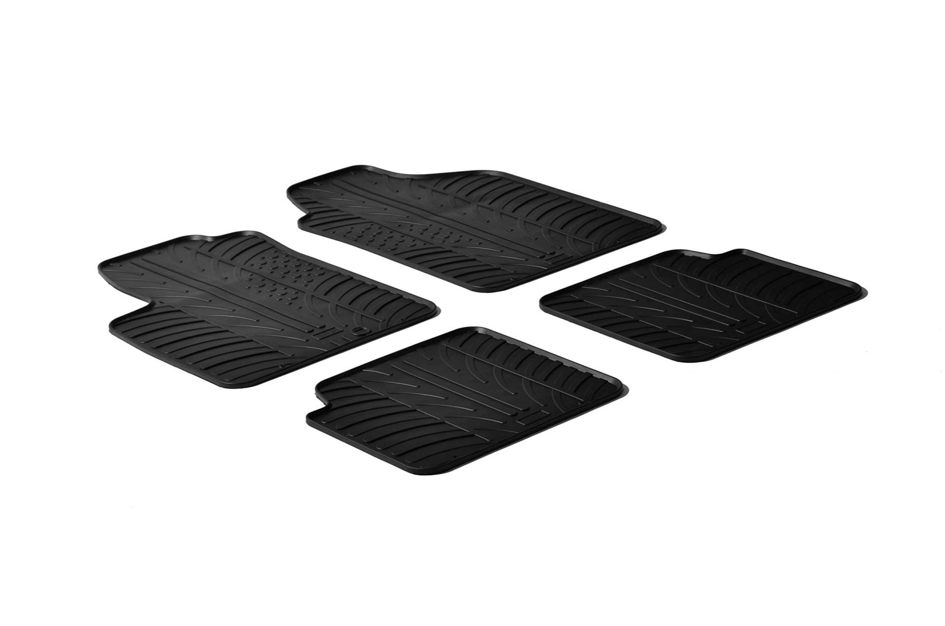 AROBA GL0133 Design Gummi Fußmatten kompatibel mit FIAT 500, Abarth 500, 500 C BJ. 10.2007-06.2015 erhöhter Rand 4 TLG Farbe Schwarz Gummimatten Automatten passgenau von AROBA