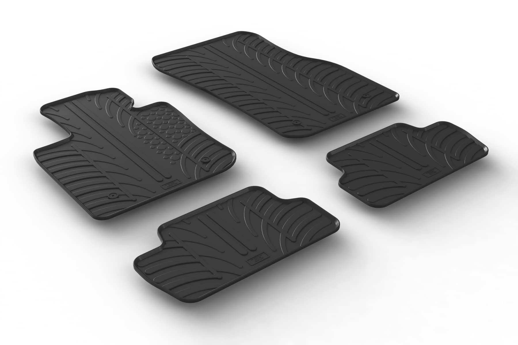 AROBA GL0407 Design Gummi Fußmatten kompatibel mit Mini Cooper 3 Türer F56 ab BJ. 03.2014> erhöhter Rand 4 TLG Farbe Schwarz Gummimatten Automatten passgenau von AROBA