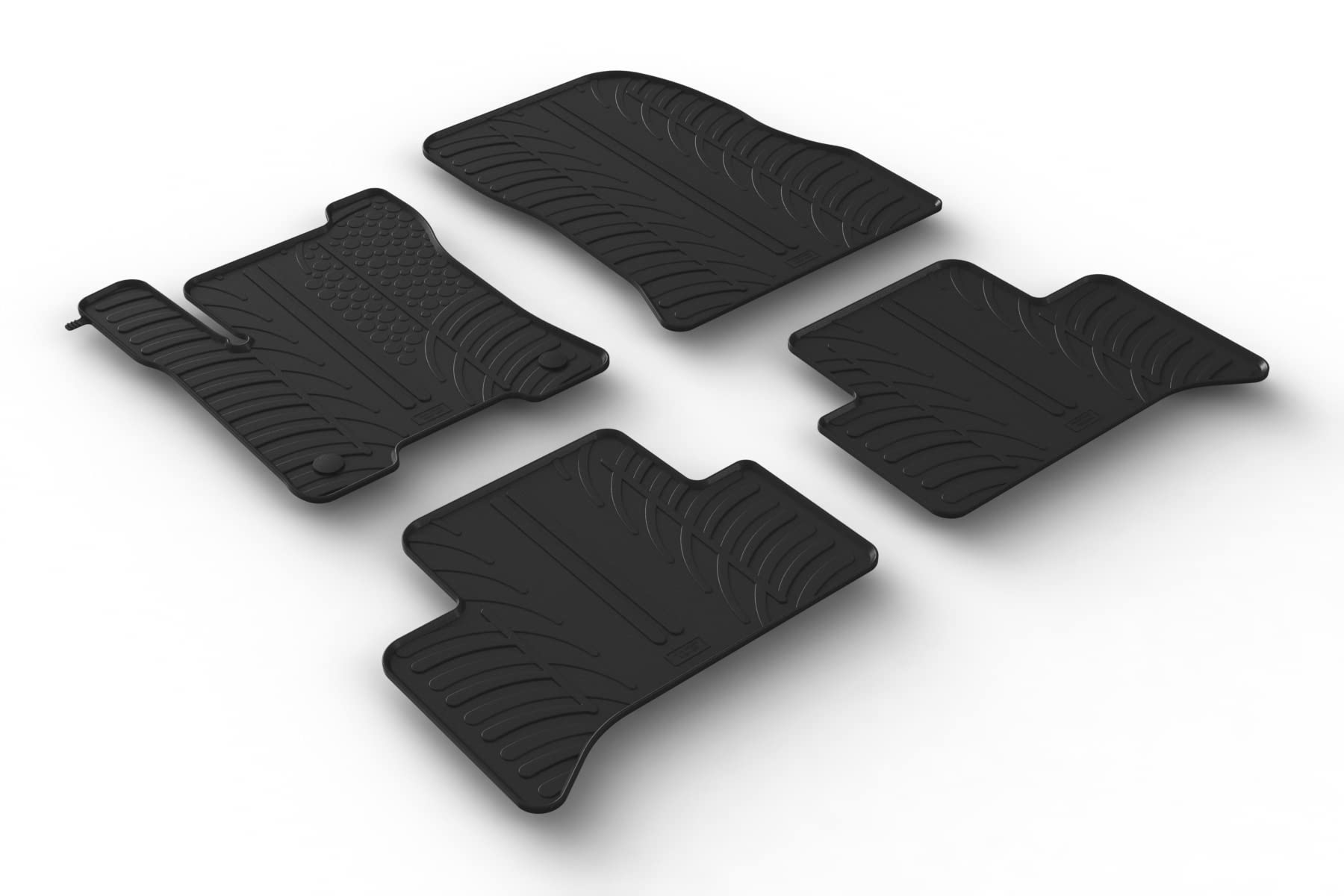 AROBA GL0516 Design Gummi Fußmatten kompatibel mit Mercedes EQA H243 ab BJ. 12.2021> erhöhter Rand 4 TLG Farbe Schwarz Gummimatten Automatten passgenau von AROBA