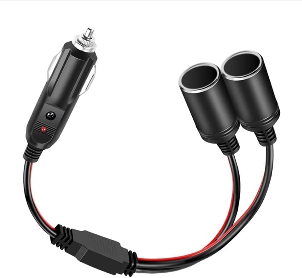 AromeLivii Zigarettenanzünder Verteiler mit Steckdose, 2-Fach 100W 12V/24V Doppelsteckdose Splitter für AUTO, KFZ, LKW Zigarettenanzünder Stecker [30cm | 15A | 16AWG] von AromeLivii