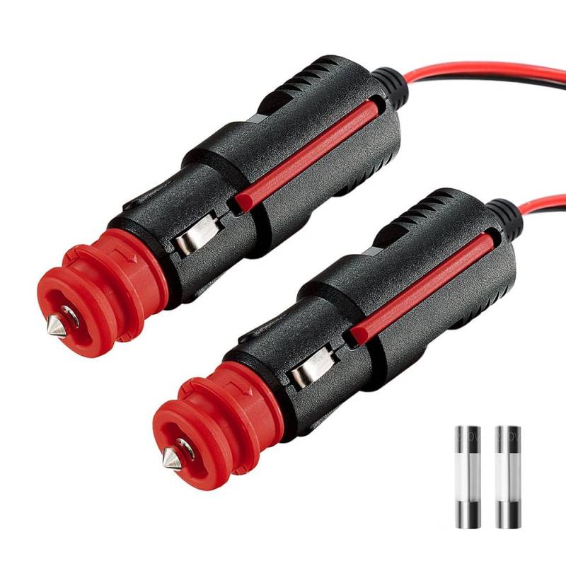 KFZ Universal 12V Zigarettenanzünder Stecker mit Kabel, 21mm Zig./ 12mm DIN- kein Zigarettenanzünder Steckdose 12-24 Volt Normstecker für Auto LKW PKW Wohnmobil Motorrad (20cm, 2x PCS) von AromeLivii