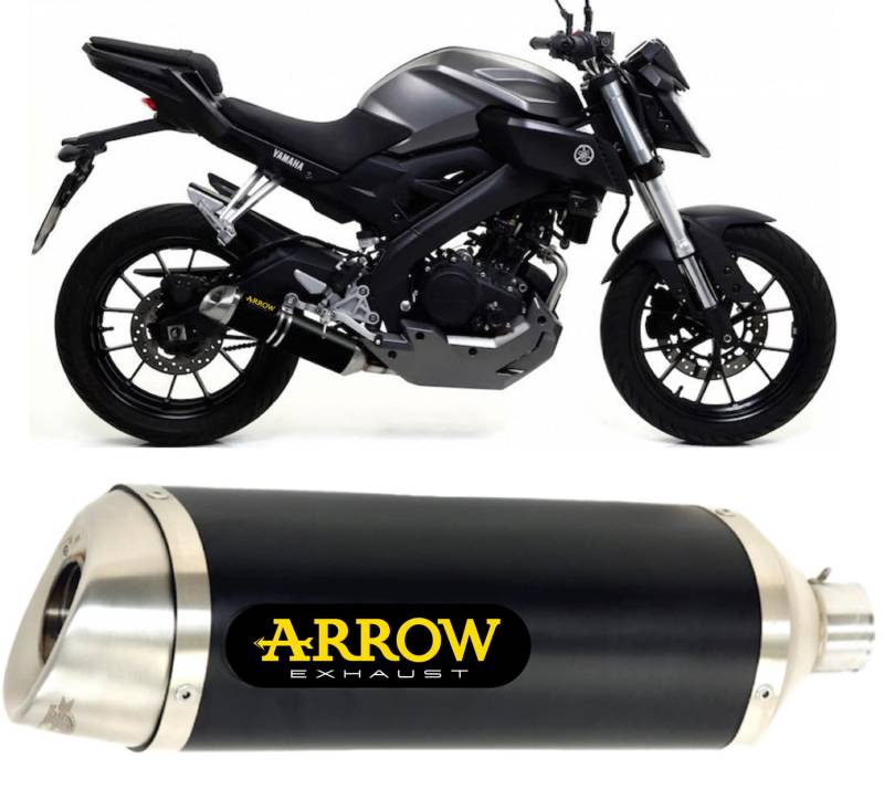 Arrow Auspuff Homologiert Thunder Aluminium schwarz kompatibel mit Yamaha MT125 MT-125 2014 2015 2016 2017 2018 2019 von Arrow Exhaust