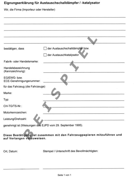 Unbedenklichkeitsbescheinigung / Eignungserklärung / Beiblatt Schweiz von Arrow