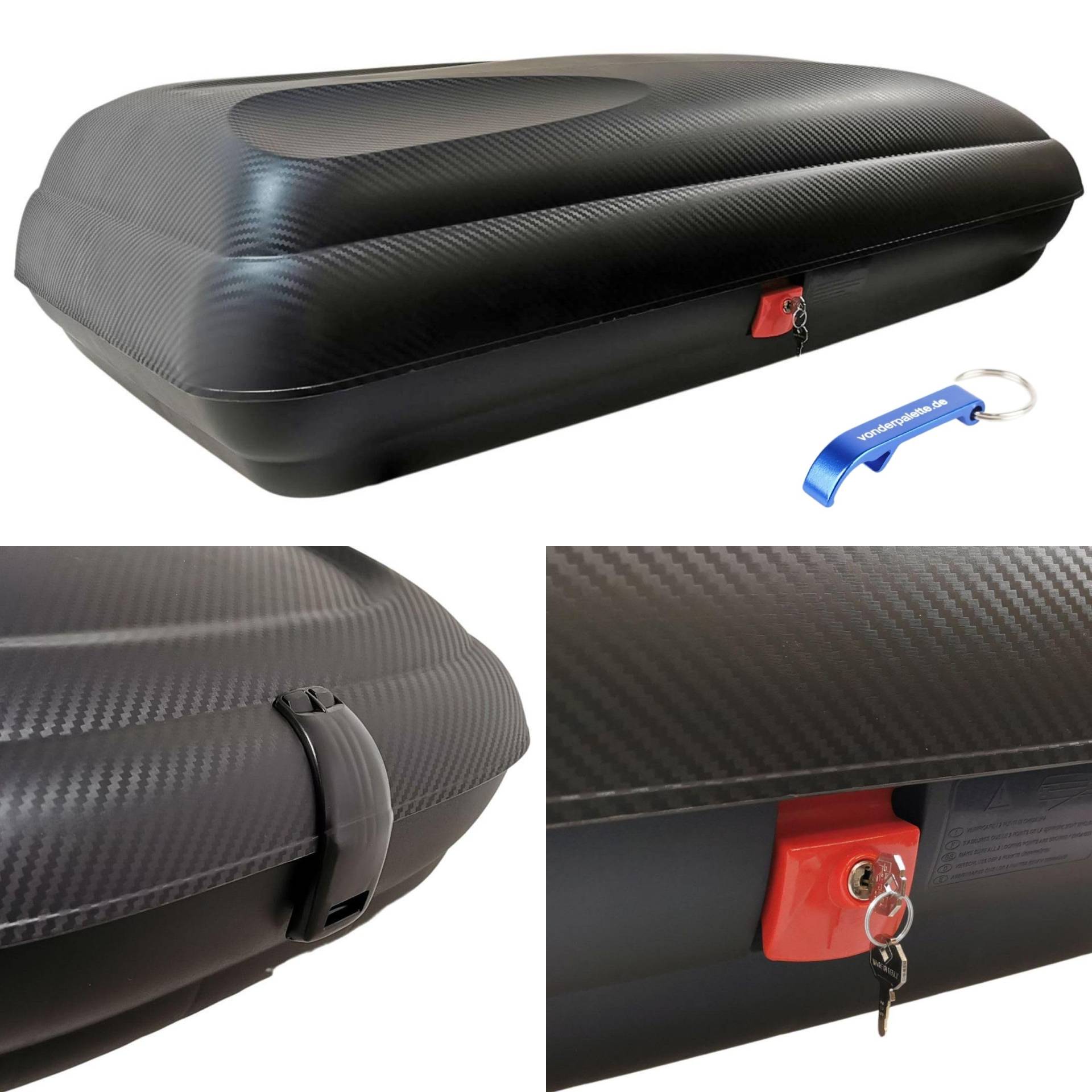 Dachbox VDP-BA320 - Dachkoffer mit 320 Liter Volumen - Autokoffer im Carbonlook - abschließbar Dank Zentralverriegelung - Dachkoffer für Dachgepäckträger von VDP