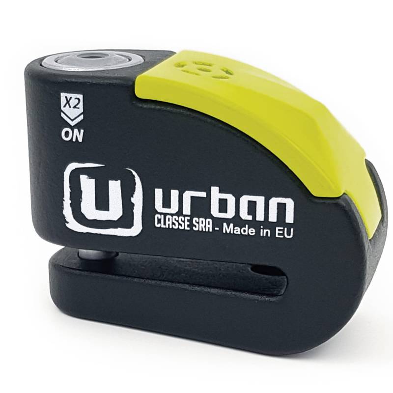 URBAN UR10 Hi-Tech Bremsscheibenschloss mit Alarm 120dB ON/OFF Empfindlichkeit A+, Maximale Sicherheit mit SRA Zulassung, Doppelverriegelung ø10mm, Optionale Halterung, Motorradschloss mit Alarm von urban