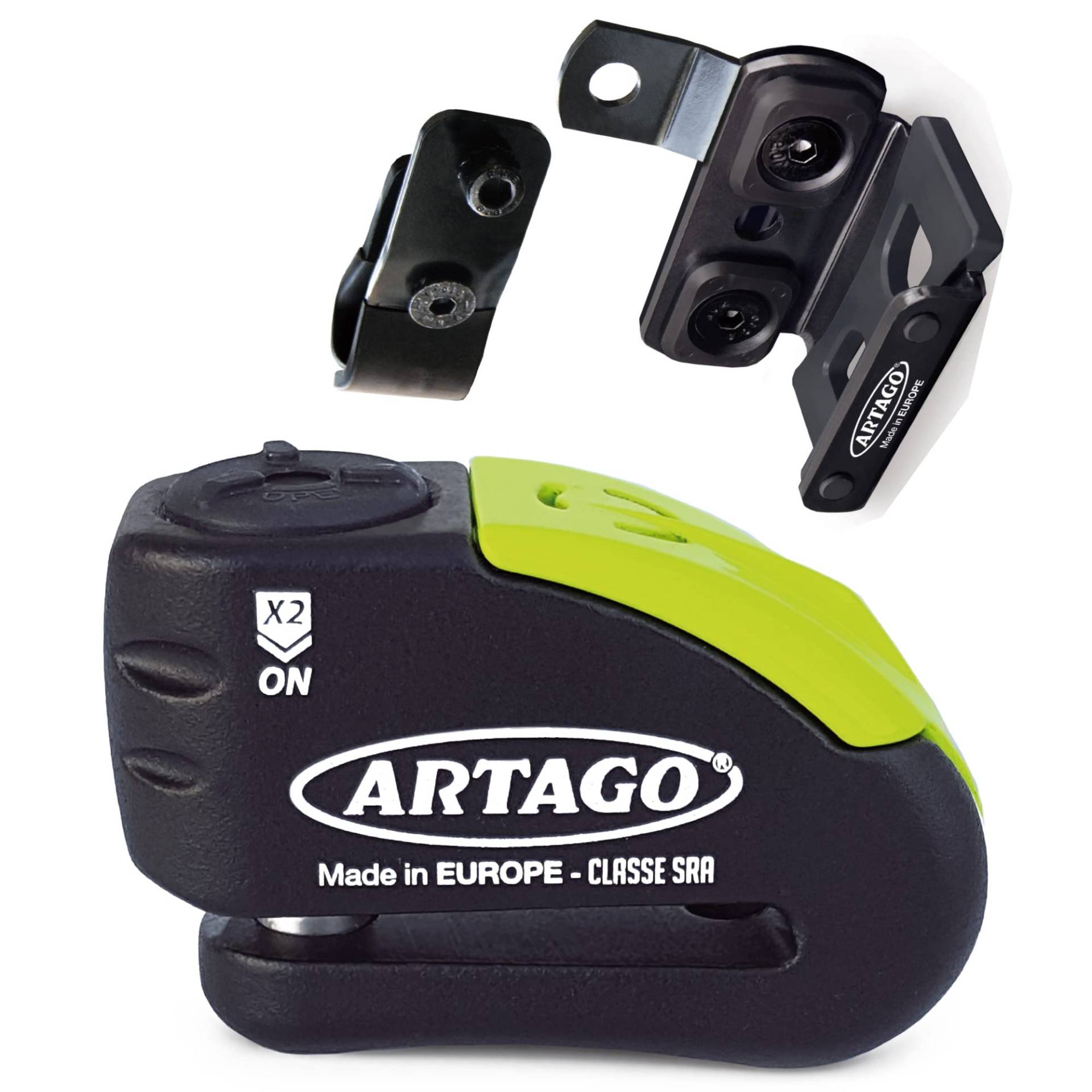 ARTAGO 30X4 Pack Bremsscheibenschloss mit Alarm 120db Hohe Sicherheit + Halterung für Honda CRF 1000l Africa Twin, SRA und Sold Secure Gold homologiert von Artago